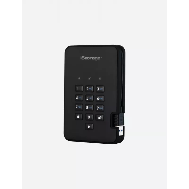 iStorage diskAshur2 256 bit 1 TB USB 3.2 šifruotas kietojo kūno diskas - juodas IS-DA2-256-SSD-1TB-B