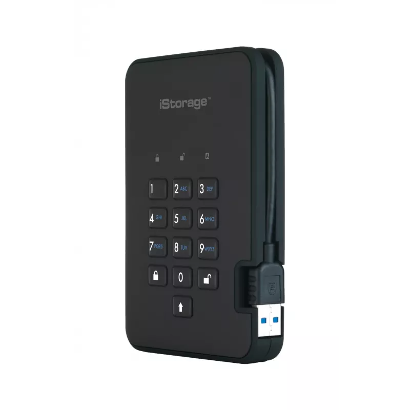 iStorage diskAshur2 256 bit 1 TB USB 3.2 šifruotas kietojo kūno diskas - juodas IS-DA2-256-SSD-1TB-B