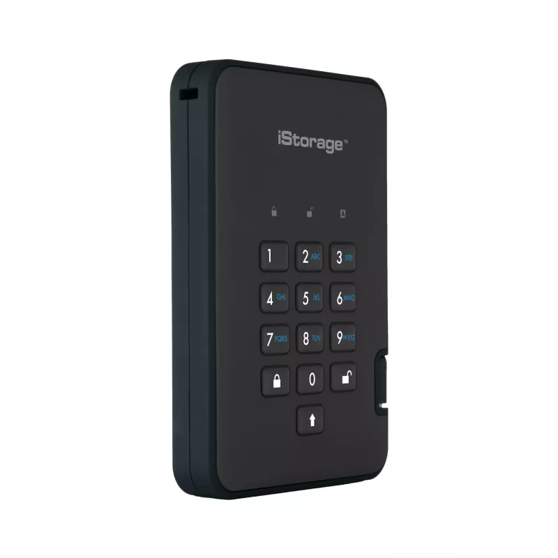 iStorage diskAshur2 256 bit 1 TB USB 3.2 šifruotas kietojo kūno diskas - juodas IS-DA2-256-SSD-1TB-B