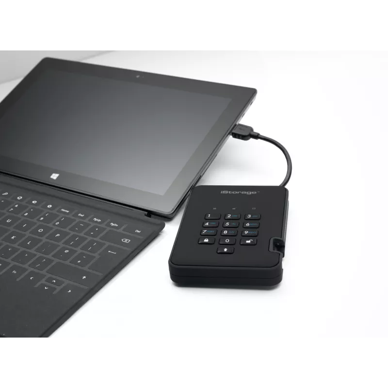 iStorage diskAshur2 256 bit 1 TB USB 3.2 šifruotas kietojo kūno diskas - juodas IS-DA2-256-SSD-1TB-B