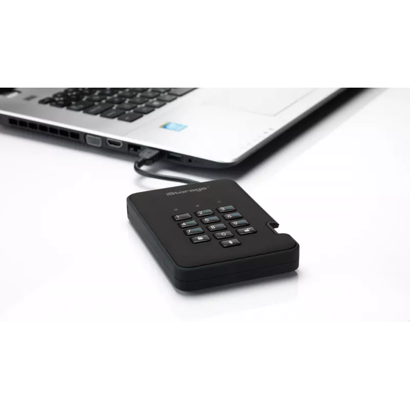 iStorage diskAshur2 256 bit 1 TB USB 3.2 šifruotas kietojo kūno diskas - juodas IS-DA2-256-SSD-1TB-B