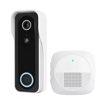 Vaizdo skambutis TRUST DOORCAM-3000, 3 MP, Wi‑Fi 2,4 GHz, MicroSD iki 256 GB, baterija/USB, juoda/balta