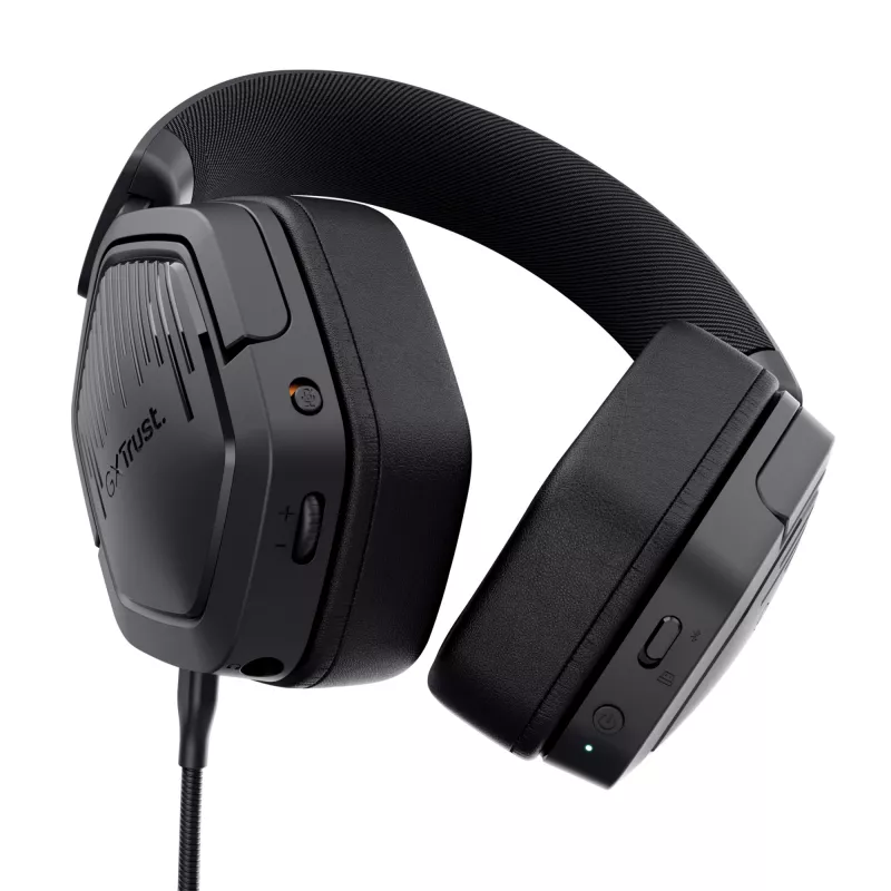 Trust GXT 493 Carus ausinės laidinės ir belaidės, antgalvinės, žaidimams, USB Type-C / USB Type-A, Bluetooth, juodos