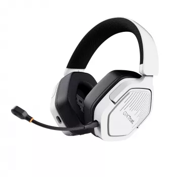 Trust GXT 493W Carus ausinės su mikrofonu, belaidės ir laidinės, 50 mm, 20–20 000 Hz, USB-C / USB-A, Bluetooth, baltos