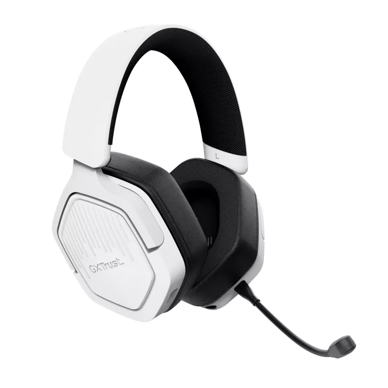 Trust GXT 493W Carus ausinės su mikrofonu, belaidės ir laidinės, 50 mm, 20–20 000 Hz, USB-C / USB-A, Bluetooth, baltos