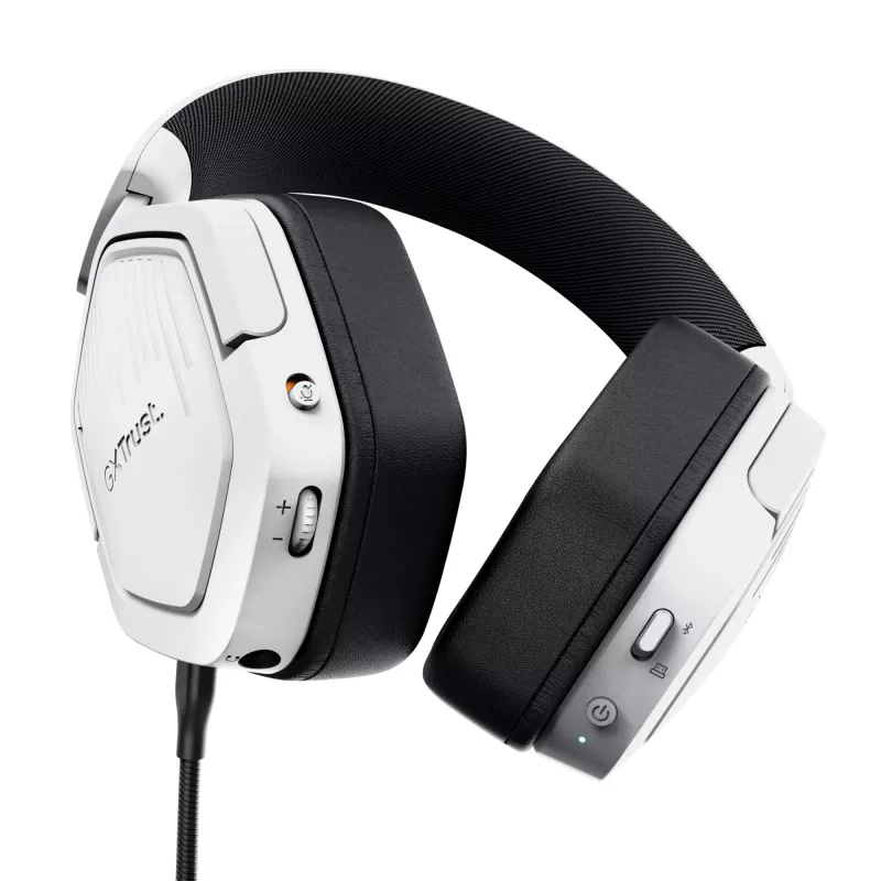 Trust GXT 493W Carus ausinės su mikrofonu, belaidės ir laidinės, 50 mm, 20–20 000 Hz, USB-C / USB-A, Bluetooth, baltos