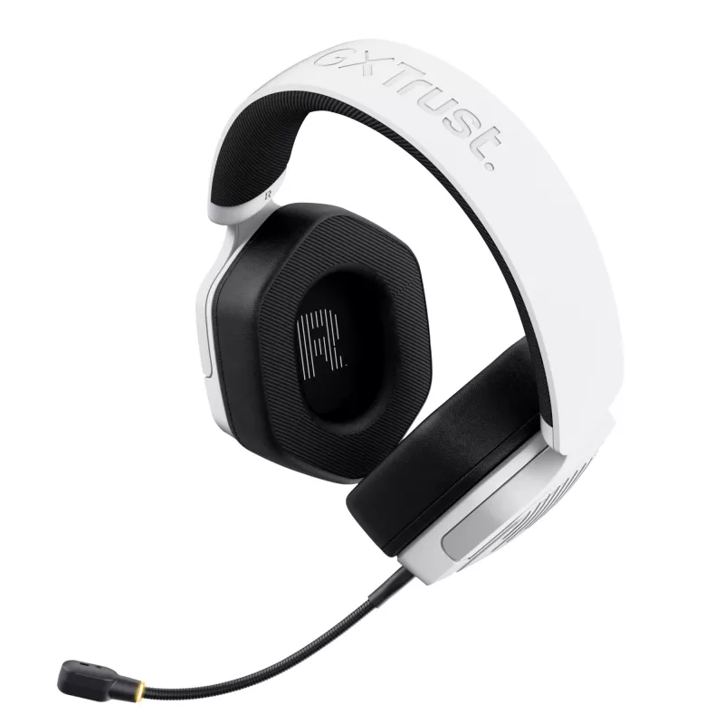 Trust GXT 493W Carus ausinės su mikrofonu, belaidės ir laidinės, 50 mm, 20–20 000 Hz, USB-C / USB-A, Bluetooth, baltos