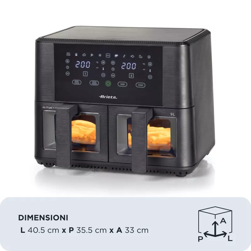 Ariete 4631 Dviguba oro gruzdintuvė 9L, 2400W, 11 programų, juoda
