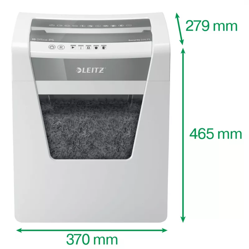 Smulkintuvas Leitz IQ Office Security P5, mikro pjūvis, 22,3 cm, 2 x 15 mm, 23 l, 250 lapų, 55 dB