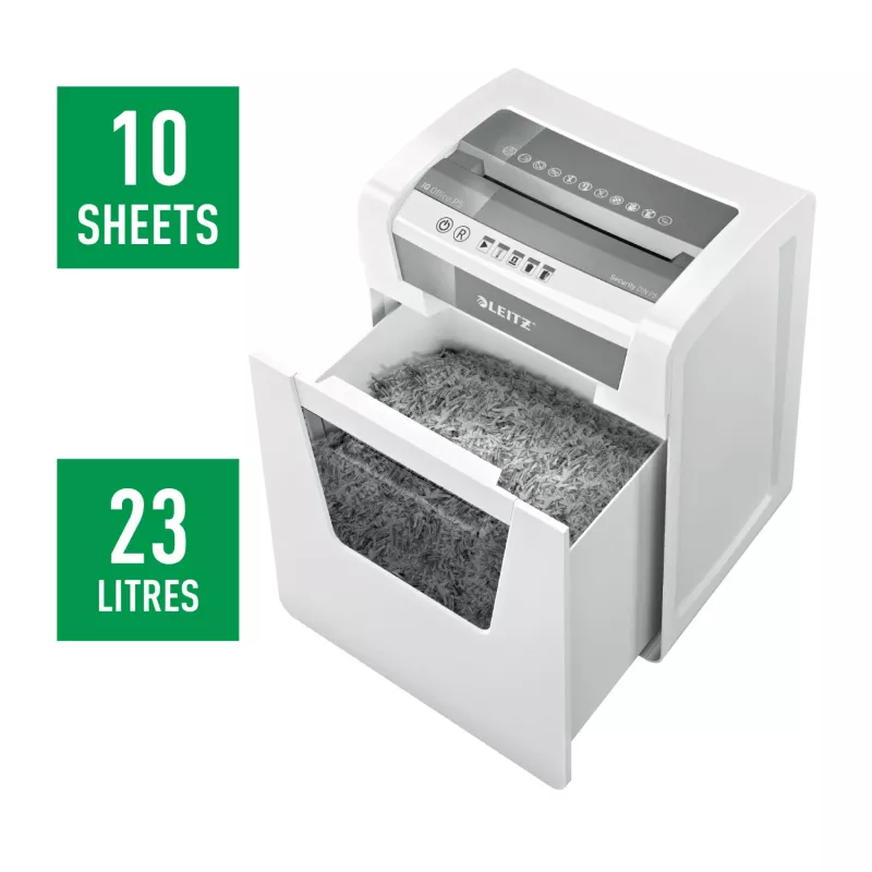 Smulkintuvas Leitz IQ Office Security P5, mikro pjūvis, 22,3 cm, 2 x 15 mm, 23 l, 250 lapų, 55 dB