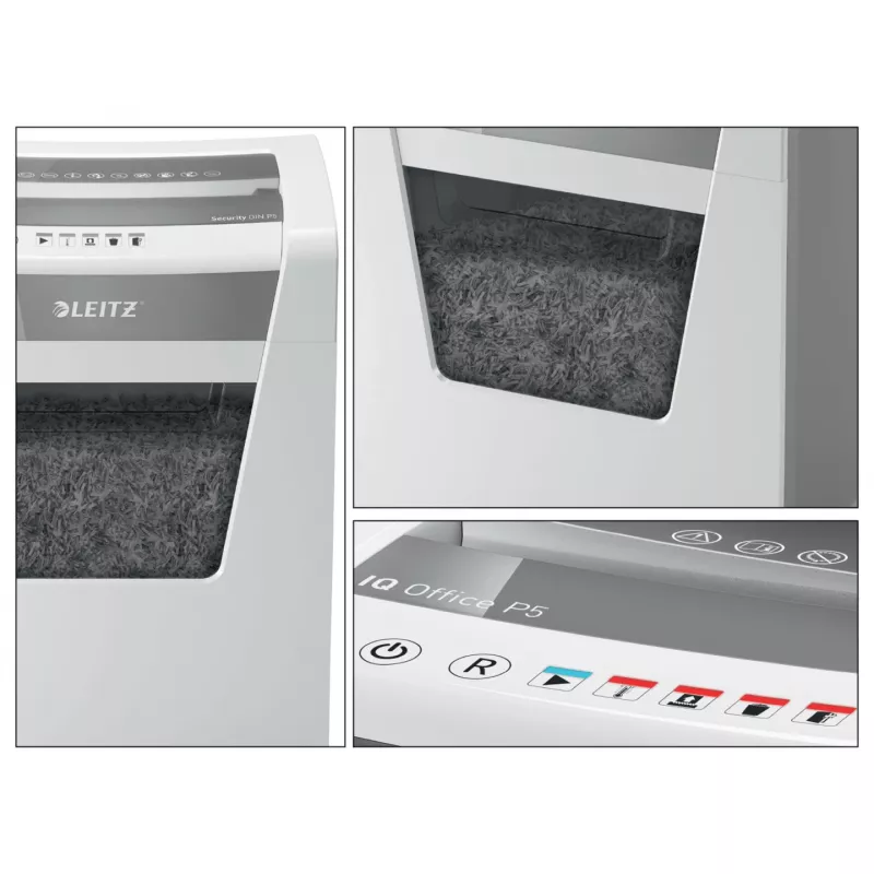 Smulkintuvas Leitz IQ Office Security P5, mikro pjūvis, 22,3 cm, 2 x 15 mm, 23 l, 250 lapų, 55 dB