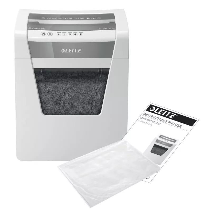 Smulkintuvas Leitz IQ Office Security P5, mikro pjūvis, 22,3 cm, 2 x 15 mm, 23 l, 250 lapų, 55 dB
