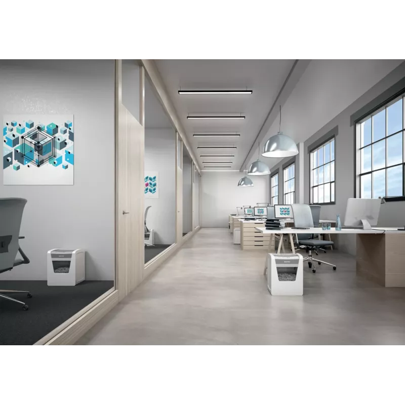 Smulkintuvas Leitz IQ Office Security P5, mikro pjūvis, 22,3 cm, 2 x 15 mm, 23 l, 250 lapų, 55 dB