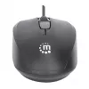 Manhattan Comfort II laidinis USB optinis pelė, juoda, 1000 dpi, USB-A, ambidekstrinė, kompaktiška, 3 mygtukai su slinkimo ratuku, 3 metų garantija