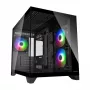 Mini Tower PC korpusas Cougar FV150 ARGB — juodas, palaiko 2x120/140 mm šoninius ventiliatorius, 1x120 mm galinį, HDD 2,5 colio/3,5 colio, 285×435×365 mm