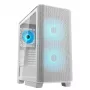 COUGAR Airface FLO ARGB White Midi Tower korpusas — 2x180mm priekyje, 1x120mm gale, 2.5/3.5 colio HDD, 240×480×509 mm