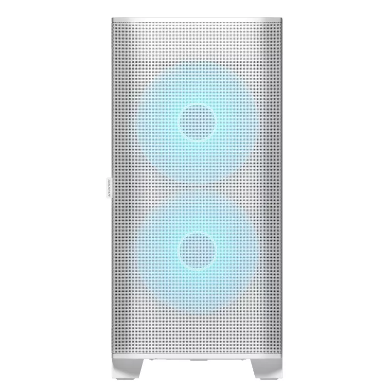 COUGAR Airface FLO ARGB White Midi Tower korpusas — 2x180mm priekyje, 1x120mm gale, 2.5/3.5 colio HDD, 240×480×509 mm