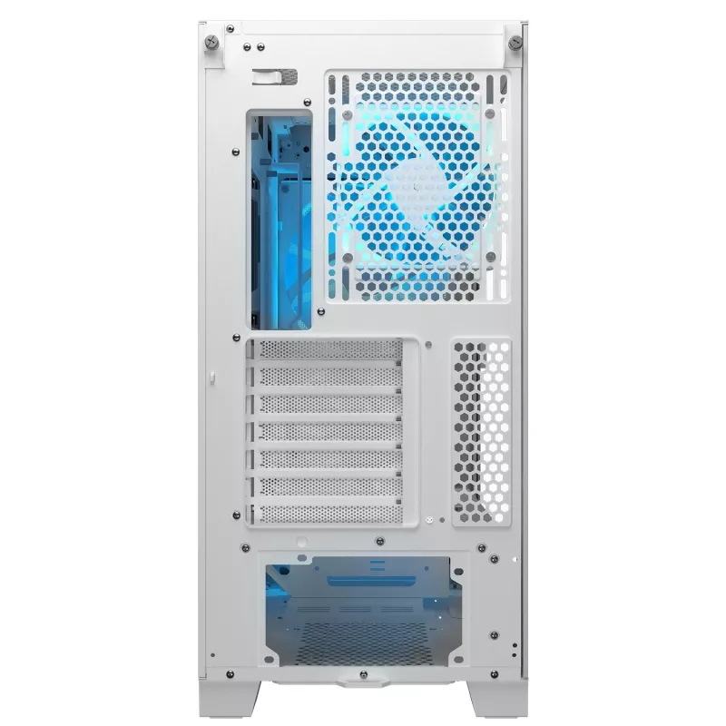 COUGAR Airface FLO ARGB White Midi Tower korpusas — 2x180mm priekyje, 1x120mm gale, 2.5/3.5 colio HDD, 240×480×509 mm