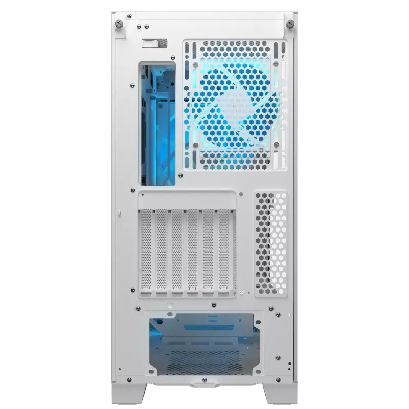 COUGAR Airface FLO ARGB White Midi Tower korpusas — 2x180mm priekyje, 1x120mm gale, 2.5/3.5 colio HDD, 240×480×509 mm