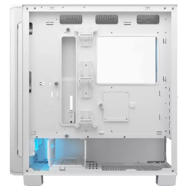 COUGAR Airface FLO ARGB White Midi Tower korpusas — 2x180mm priekyje, 1x120mm gale, 2.5/3.5 colio HDD, 240×480×509 mm