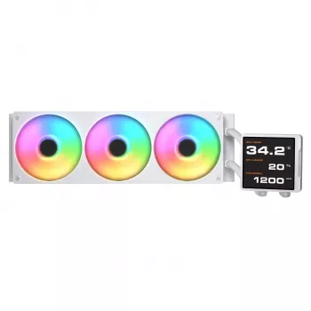 Vandens aušintuvas CPU Cougar Poseidon Vistek Pro 360 — 120 mm ventiliatoriai, ARGB, Baltas