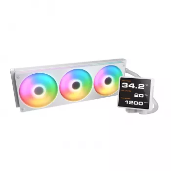 Vandens aušintuvas CPU Cougar Poseidon Vistek Pro 360 — 120 mm ventiliatoriai, ARGB, Baltas