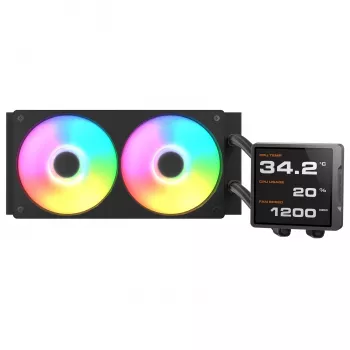 All-in-one skysčio aušintuvas CPU Cougar Poseidon Vistek Pro 240, ARGB, 120 mm ventiliatoriai, 700–2500 RPM, Juoda