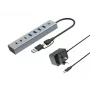 Conceptronic HUBBIES20GP 7-Port USB 3.0 Hub su maitinimo adapteriu, 5Gbps, USB-C x 3, USB-A x 4