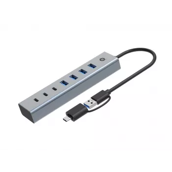 Conceptronic HUBBIES20GP 7-Port USB 3.0 Hub su maitinimo adapteriu, 5Gbps, USB-C x 3, USB-A x 4