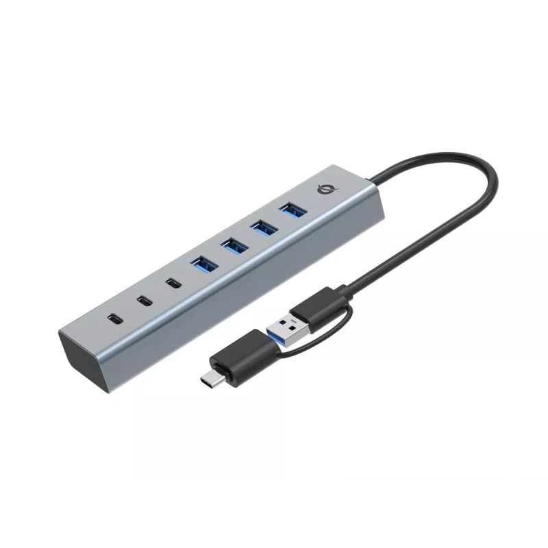 Conceptronic HUBBIES20GP 7-Port USB 3.0 Hub su maitinimo adapteriu, 5Gbps, USB-C x 3, USB-A x 4