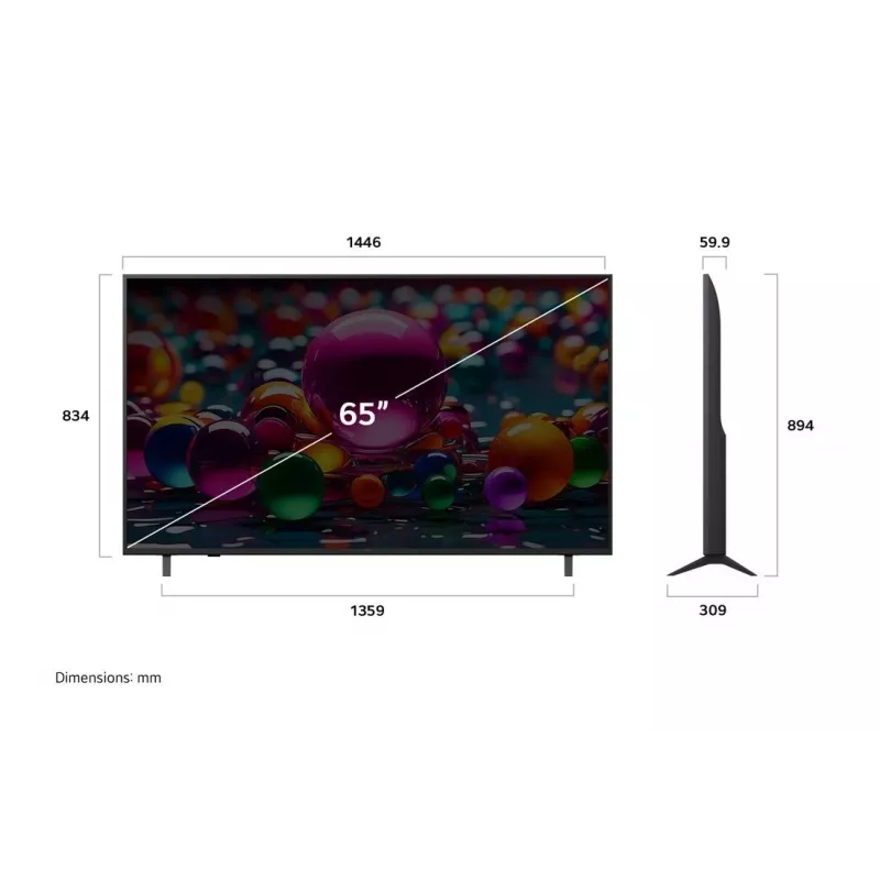 LG UHD AI 65UA75003LA televizorius 165,1 cm (65 col.) 4K Ultra HD Smart TV Wi-Fi juodas