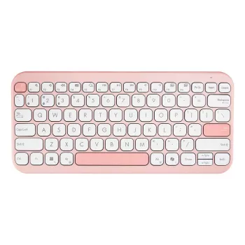 Belaidė klaviatūra ASUS Marshmallow KW100 75% Bluetooth — QWERTZ vokiškas išdėstymas, žirkliniai jungikliai, rožinė