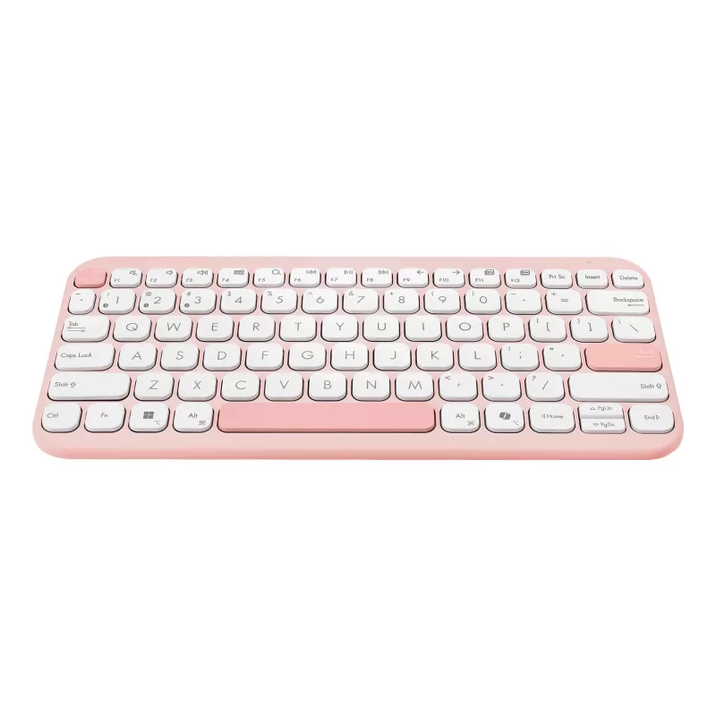 Belaidė klaviatūra ASUS Marshmallow KW100 75% Bluetooth — QWERTZ vokiškas išdėstymas, žirkliniai jungikliai, rožinė