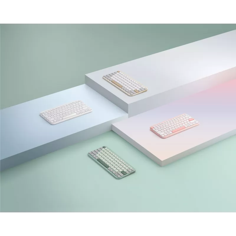 Belaidė klaviatūra ASUS Marshmallow KW100 75% Bluetooth — QWERTZ vokiškas išdėstymas, žirkliniai jungikliai, rožinė
