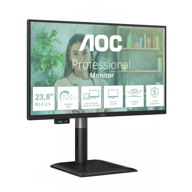 AOC 24P4CV monitor kompiuteriui 60,5 cm (23,8 col.) 1920 x 1080 pikselių Full HD LED juodas