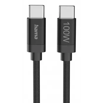 Hama Fabric USB laidas USB 2.0 3 m USB-C juodas