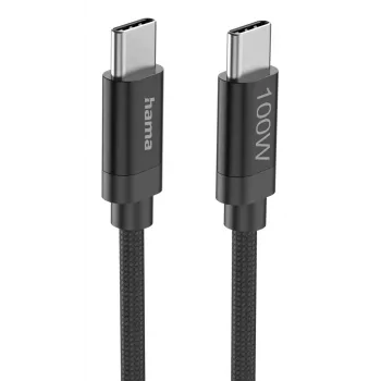 Hama Fabric USB laidas USB 2.0 3 m USB-C juodas