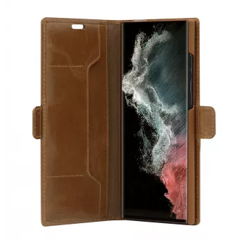 Folio dėklas dbramante1928 Copenhagen Slim, Samsung Galaxy S22 Ultra, 6,8 colio ekranui, Tan