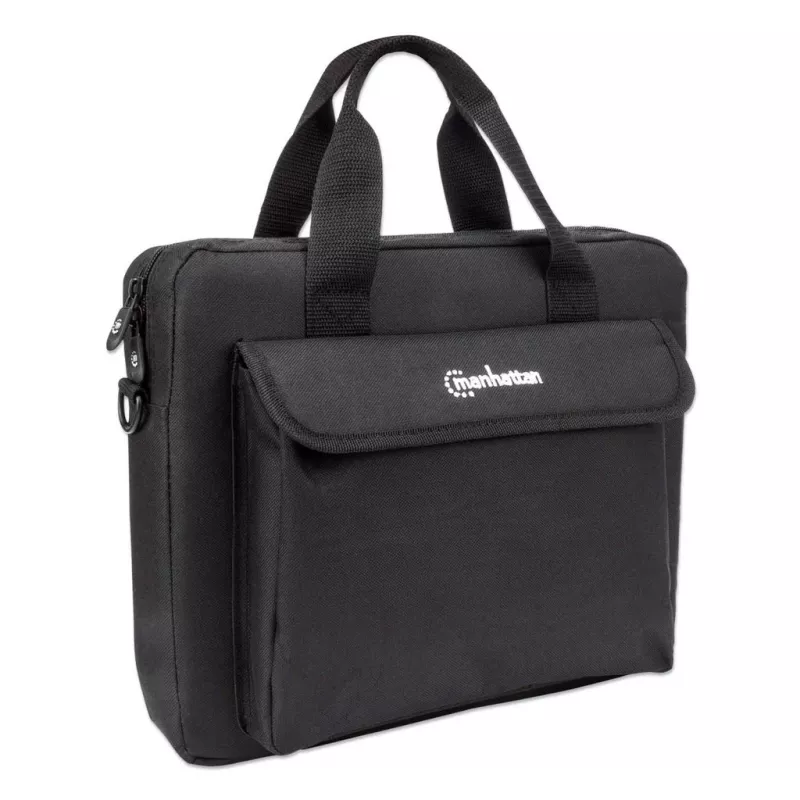 Manhattan London Laptop Dėklas 12.5 colio, Viršutinis Įkrovimas, Juodas, MAŽA KAINA, Priedų Kišenė, Nuimamas Pečių Diržas, Nešiojamojo Kompiuterio Dėklas, Trejų Metų Garantija