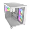 Mini Tower PC korpusas Cougar FV150 ARGB White — Micro-ATX / Mini-ITX, šoninis langas, 2x120mm + 1x120mm ventiliatoriai, 2,5 colio ir 3,5 colio vietos