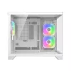 Mini Tower PC korpusas Cougar FV150 ARGB White — Micro-ATX / Mini-ITX, šoninis langas, 2x120mm + 1x120mm ventiliatoriai, 2,5 colio ir 3,5 colio vietos