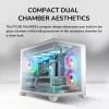 Mini Tower PC korpusas Cougar FV150 ARGB White — Micro-ATX / Mini-ITX, šoninis langas, 2x120mm + 1x120mm ventiliatoriai, 2,5 colio ir 3,5 colio vietos