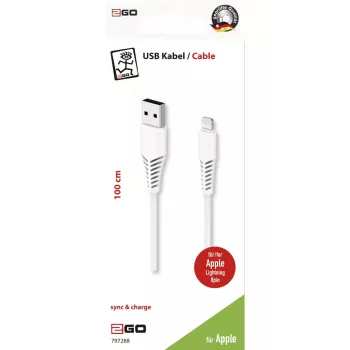 Lightning laidas 2GO 797288 1 m Baltas USB B