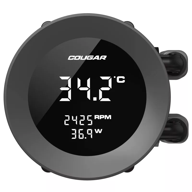 Vandens aušintuvas CPU Cougar Poseidon Vistek 360, ARGB, 120mm ventiliatoriai, 700–2500 RPM, juodas
