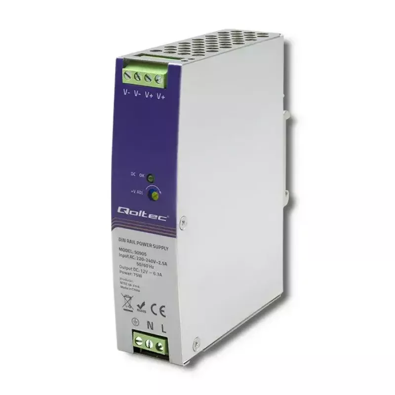 Pramoninis maitinimo šaltinis DIN bėgiui QOLTEC 50905