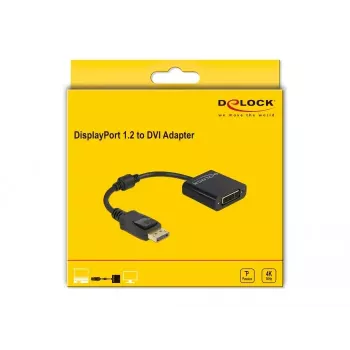 DeLOCK adapteris DisplayPort 1.2 kištukas į DVI lizdą 4K pasyvus juodas