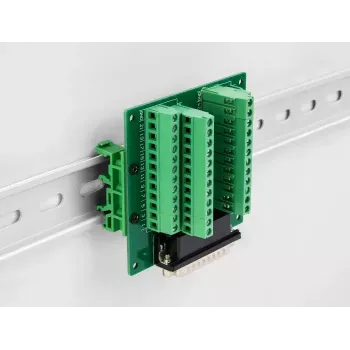 DeLOCK D-Sub HD 44 kontaktų kištukinis adapteris į gnybtų bloką, montavimui ant DIN bėgelio 84x86x30mm