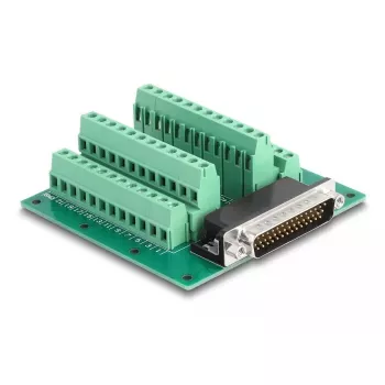 DeLOCK D-Sub HD 44 kontaktų kištukinis adapteris į gnybtų bloką, montavimui ant DIN bėgelio 84x86x30mm