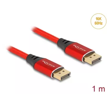 DeLOCK DisplayPort kabelis 16K 60 Hz 1 m raudonas metalinis