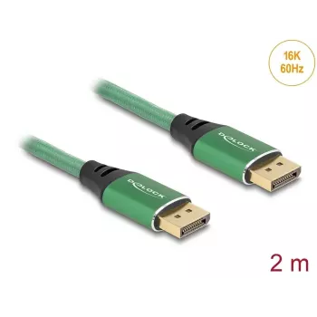 DeLOCK DisplayPort kabelis 16K 60 Hz 2 m žalias metalinis